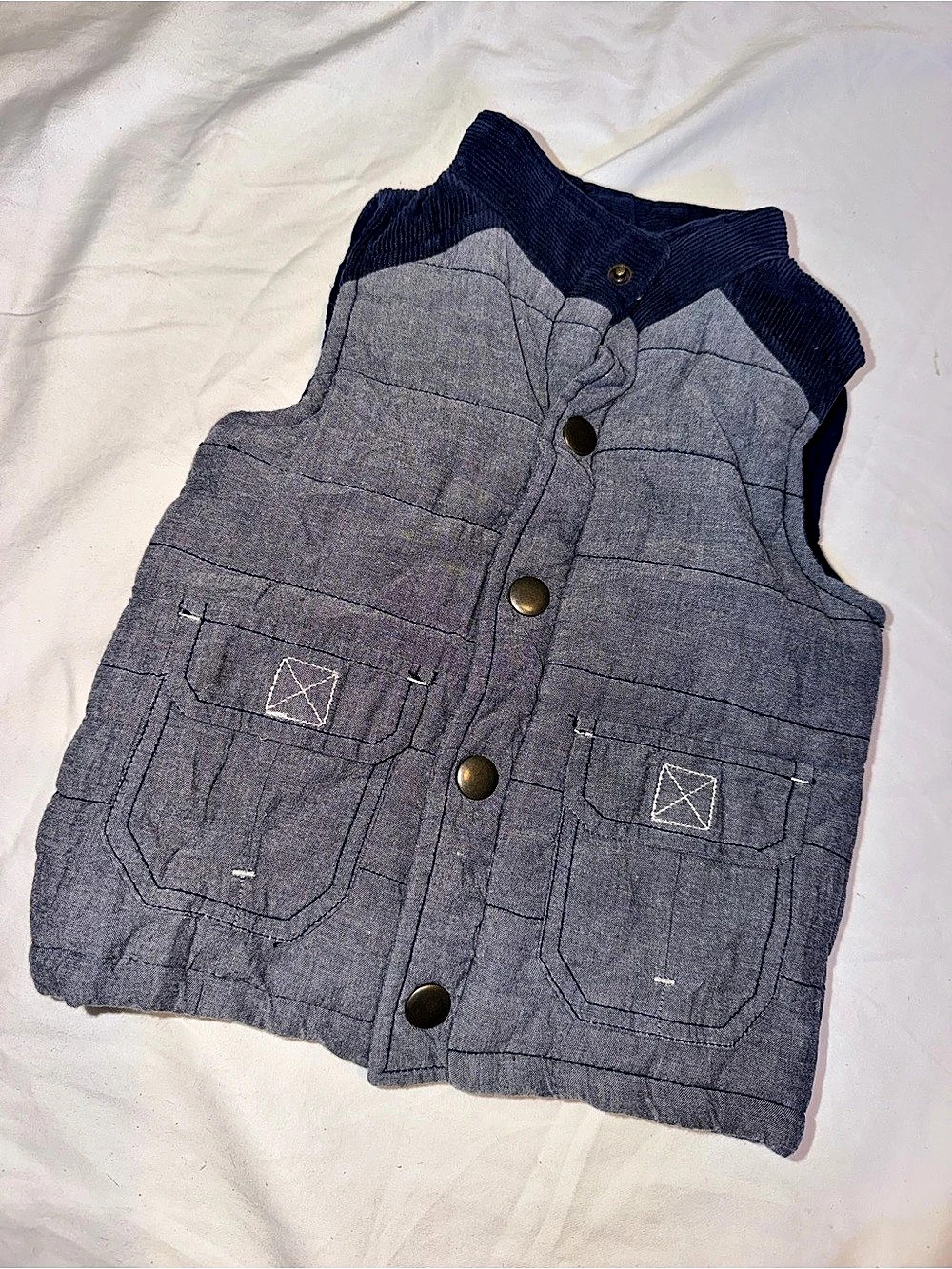 Genuine Kids Boys Quilted Vest Size 2T in Blue